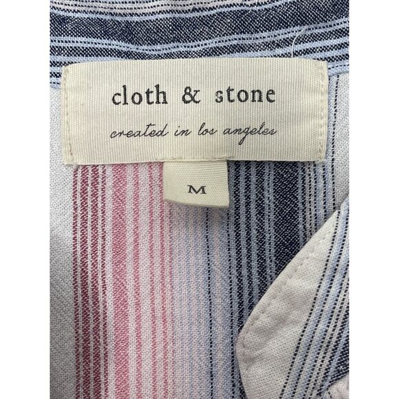 Cloth & Stone Anthropology Linen Blend Striped Sleeveless Shirtdress Size Medium - Picture 6 of 9